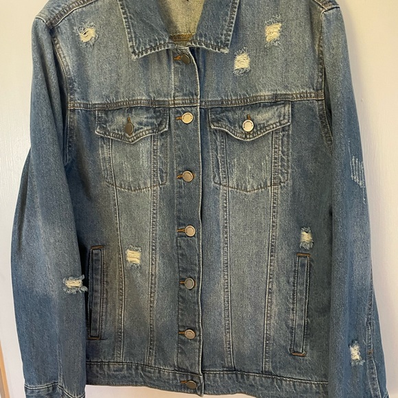 Jackets & Blazers - Women’s large distressed blue Jean jacket